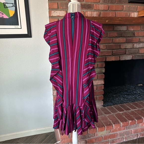 Kimora Lee Simmons Striped Ruffle Sleeve Mini Dress Sz 8 - Picture 7 of 10